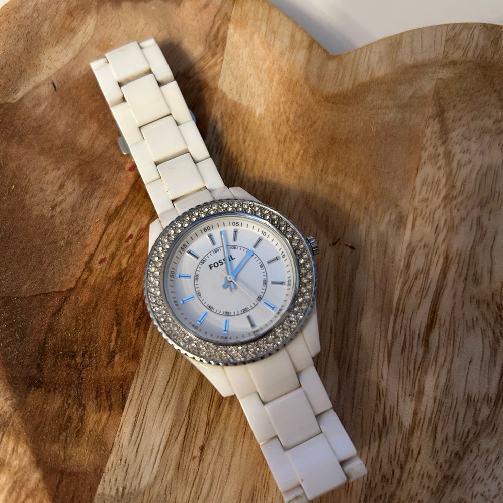 Fossil White Watch with Silver Accents